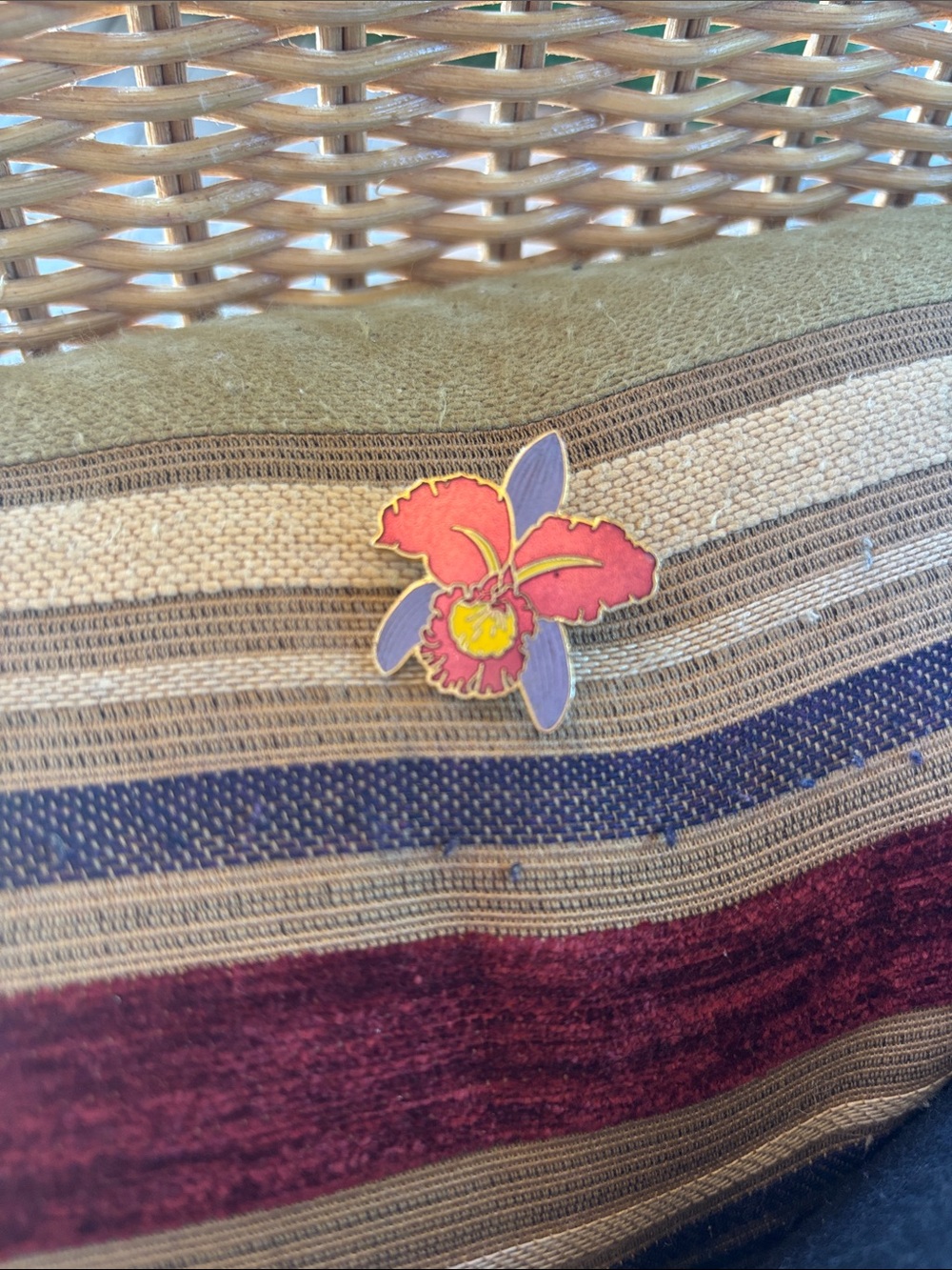 Cattleya Orchid enamel pin brooch pink purple yellow flower